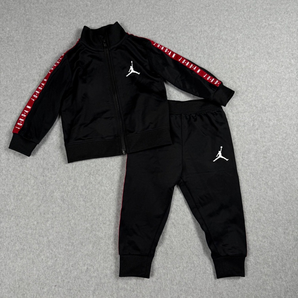Jordan Tracksuit Set 12M Black Red Athleisure Sporty Jumpman Streetwear Outfit